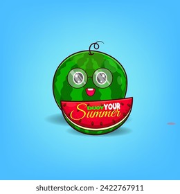 cute water melon vector illustration. Summer tshirt design.