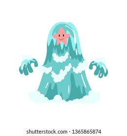 Cute Water Monster Cartoon Character, Fantasy Creature Vector Illustration