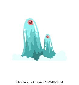 Cute Water Monsters Cartoon Characters, Fantasy Creature Vector Illustration