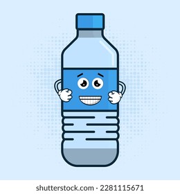 Cute Water Plastic Bottle Character Vector Illustration