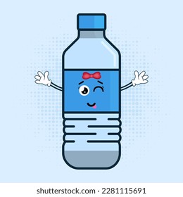 Cute Water Plastic Bottle Character Vector Illustration