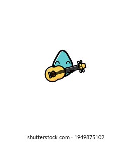 Cute Water Playing Music Cartoon Character Vector Illustration Design. Outline, Cute, Funny Style. Recomended For Children Book, Cover Book, And Other.