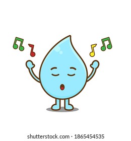 Cute water singing. Vector illustration of chibi character isolated on white background.