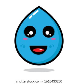 Cute Water Smile Vector. Flat Character Emoji Illustrations. Cartoon Mascot Style. Isolated on white background