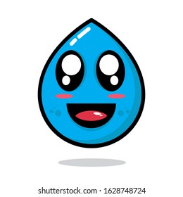 Cute Water Smile Vector. Flat Character Emoji Illustrations. Cartoon Mascot Style. Isolated on white background