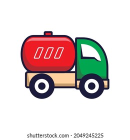 Cute Water Tank Car, Cartoon Vector Illustration