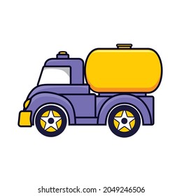 Cute Water Tank Truck Car, Cartoon Vector Illustration