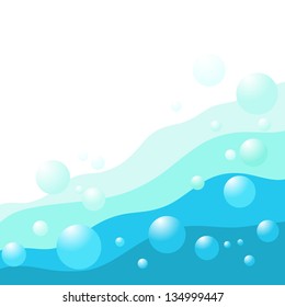Cute water wave and bubble background.