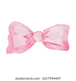 Cute watercolor aesthetic pink ribbon bow