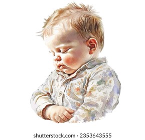 Cute watercolor baby illustration. Watercolor art.