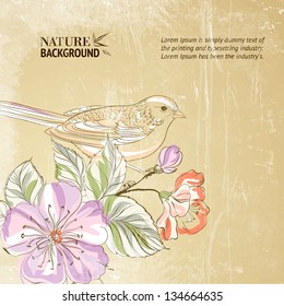 Cute watercolor bird. Vector illustration, contains transparencies, gradients and effects.