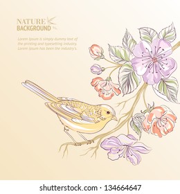 Cute watercolor bird. Vector illustration, contains transparencies, gradients and effects.