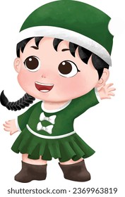 Cute watercolor christmas baby girl vector illustration