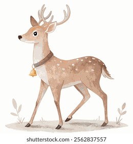 A cute watercolor deer vector isolated on white background