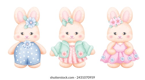 Cute Watercolor Easter Bunny Clipart for Spring Celebrations