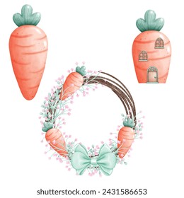 Cute acuarela corona de Pascua Clipart para las celebraciones de primavera