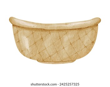Cute Watercolor empty basket hand drawn vector illustration