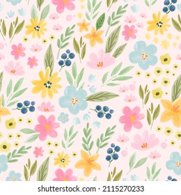 cute watercolor floral seamless pattern
