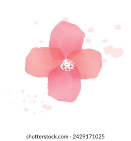 Cute watercolor flower on white background