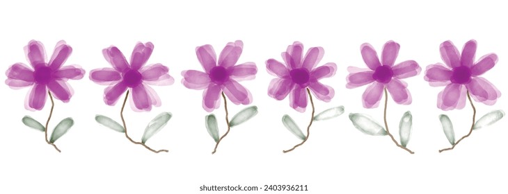 Cute Watercolor Flower Vector Collection on white background.