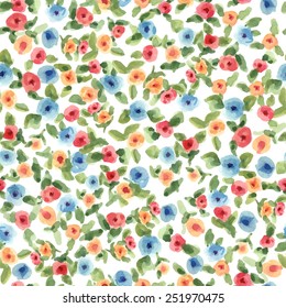 cute watercolor flowers seamless textile pattern. vector illustration