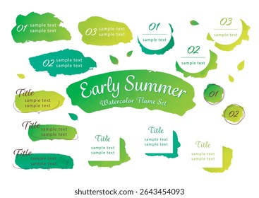 Cute watercolor frame background illustration set (fresh green, early summer)