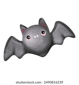 Cute Watercolor Halloween Bat Drawing