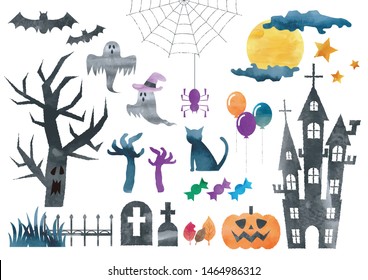 Cute Watercolor Halloween Material Set