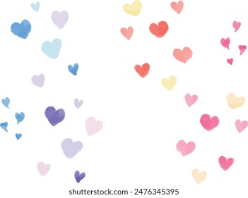 Cute watercolor heart illustration set