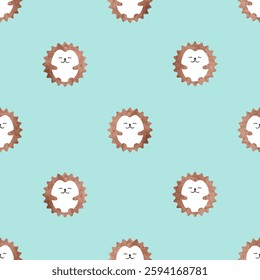 Cute watercolor hedgehogs seamless pattern. Polka dot vector print