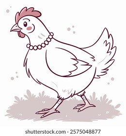 A cute watercolor hen on white background