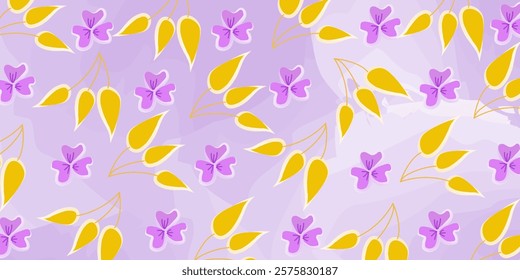 Cute watercolor lavender floral background design and illustration for spring decoration