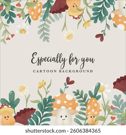 cute watercolor mushroom template background