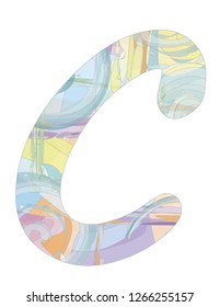 Cute watercolor painting style colorful letter C