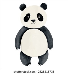 Cute watercolor panda. Illustration of hand drawn bear. Wild jungle safari animals.
