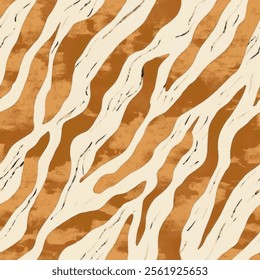 Cute watercolor seamless tiger skin with watercolor background. animal skin vector illustration. Watercolor print in rustic vintage style, textile or wallpapers.