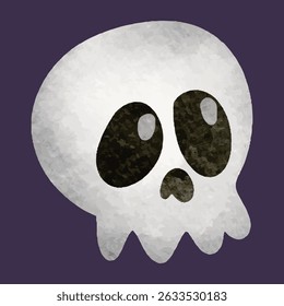 Cute Watercolor Skull Clipart – Spooky Halloween Skeleton Head Illustration