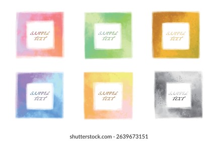 Cute watercolor style vector illustration set of rectangles, frame material, oil painting style, hand drawn style.