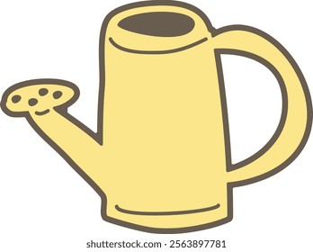 Cute watering can sketch in a playful doodle style. Vector Illustration.