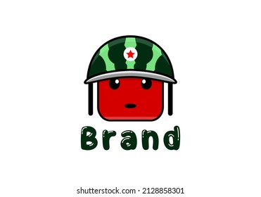 cute watermelon army logo, suitable for beverage brands.