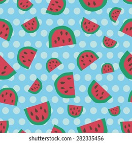 Cute  watermelon background. Seamless pattern.Vector.