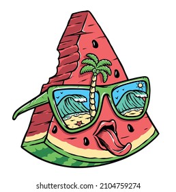 cute watermelon and beach glasses illustration