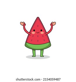 Cute watermelon cartoon character spreading love