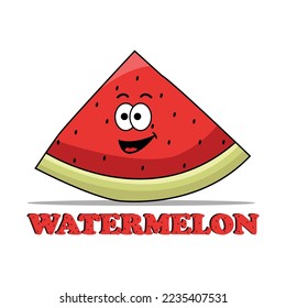 Cute watermelon-Zeichentrickfigur mit Text-Wassermelone, Vektorgrafik