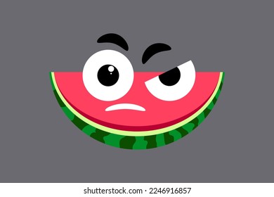Cute sandía, caricatura ilustrativa vectorial