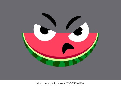 Cute watermelon, cartoon character vector illustration