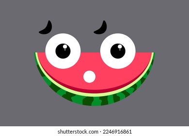 Cute watermelon, cartoon character vector illustration