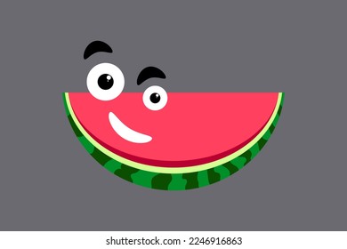 Cute watermelon, cartoon character vector illustration