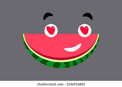 Cute watermelon, cartoon character vector illustration