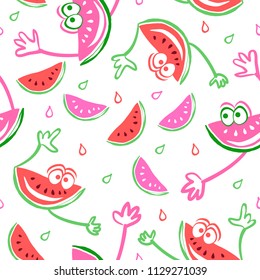 Cute watermelon cartoon characters